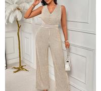 Tuta elegante e alla moda con design senza maniche a righe, 3 bottoni alla moda, vita connessa, look elegante e stiloso per tutti i giorni, ultima primavera/estate per le donne L,M,S,XLA strisceTessut