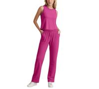 Tuta Estiva Donna Due Pezzi, Top Senza Maniche e Pantaloni Capri a Gamba Larga, Set Fresco e Comodo per le Giornate Calde le Uscite