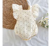 Tuta estiva senza maniche casual semplice con stampa floreale per neonati, adatta per il tempo libero o per fare shopping all'aperto 6-9M,0-1M,1-3M,3-6MGeometricoTessuto