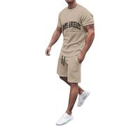Tuta Estiva Uomo Due Pezzi Sportivo Leggero Completino da Ginnastica Maniche Corte Set Completo Oversized Manica Corta Casual Jogging Taglie Forti Traspirante Completi