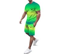 Tuta Estiva Uomo Leggeri Due Pezzi Set da Vacanza Maniche Corte Completo Oversized Manica Corta Sportivo Completino Palestra Ginnastica Estivi Fitness Traspirante