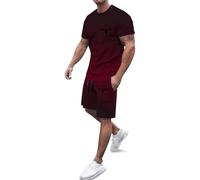 Tuta Estiva Uomo Leggeri Due Pezzi Set da Vacanza Maniche Corte Completo Oversized Manica Corta Sportivo Completino Palestra Ginnastica Estivi Fitness Traspirante