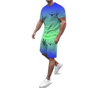 Tuta Estiva Uomo Leggeri Due Pezzi Set da Vacanza Maniche Corte Completo Oversized Manica Corta Sportivo Completino Palestra Ginnastica Estivi Fitness Traspirante