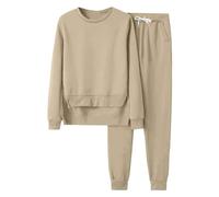 Tuta Felpata Donna elegante per il tempo libero Maniche Lunghe Fitness Cotone due Pezzi Leggera Completo Palestra Felpa Oversize Pantalone a Gamba Larga Autunno Ginnastica Workout Outfit Tute Casual