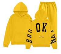 Tuta Felpata Donna Set da Salotto Ginnastica Donne Completa Sportiva Felpa in Pile Calda Pullover Elegante Senza Cappuccio e Pantalone Workout Fitness Outfit Completo Tracksuit Sportwear