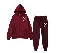 Tuta Felpata Donna Sportiva 2 Pezzi Tute Casual Leggera felpa con cappuccio a maniche lunghe Senza e Pantalone Ginnastica Workout Fitness Outfit Invernale