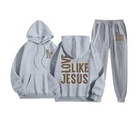 Tuta Felpata Donna Sportiva Completa Autunno Inverno Cotone Elegante Fitness due Pezzi Leggera Completo Palestra Felpa Oversize Pantalone a Gamba Larga Set di con cappuccio Tracksuit Sportwear