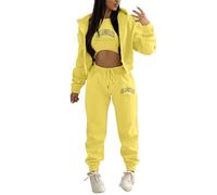 Tuta Felpata Donna Sportiva Completa Autunno Inverno Due Pezzi Cotone Jogging Completo Palestra Leggera Top e Pantaloni per Running Fitness Larghi Taglie Forti Tute da Ginnastica 2