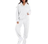 Tuta Felpata Donna Sportiva Completa Autunno Inverno Jogging Fitness Tracksuit due Pezzi Leggera Completo Palestra Felpa Senza Cappuccio e Pantalone Set di con Tute Casual