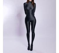 Tuta funzionale lucida da donna che offre un supporto mirato e liscia per esercizi di sbarra e bande di resistenza (XL nero)