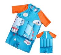 Tuta galleggiante per bambini, costume da bagno per ragazzi e ragazze con bracciale galleggiante, giacca da allenamento anti schizzi con motivo dinosauro per spiaggia e piscina