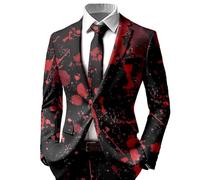 Tuta Giacca Uomo di Halloween Blazer con un solo bottone Blazer Uomo Casual Slim Fit Giacca Vintage Festa di Halloween con Tasche Stampa Horror, C nero, S