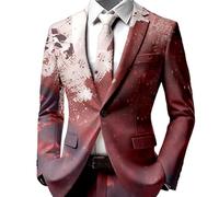 Tuta Giacca Uomo di Halloween Blazer con un solo bottone Blazer Uomo Casual Slim Fit Giacca Vintage Festa di Halloween con Tasche Stampa Horror, B rosso, L