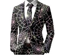 Tuta Giacca Uomo di Halloween Blazer con un solo bottone Blazer Uomo Casual Slim Fit Giacca Vintage Festa di Halloween con Tasche Stampa Horror, multicolore, XXXL