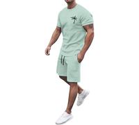 Tuta Ginnastica Uomo, Tuta Uomo Estiva Due Pezzi Tute Maglietta Manica Corta E Pantaloncini Tasche E Coulisse Set Completino Loose Fit Morbido Comodo per Il Tempo Libero