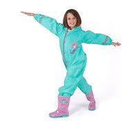 Tuta Impermeabile da Pioggia Resistente Bimba 3 4 5 6 7 8 Anni - Completo Antipioggia Bambina Rosa Azzurra Verde con Dettagli Riflettenti - Poncho Giacca Pantalone con Cappuccio Bambine (Sirena, L)
