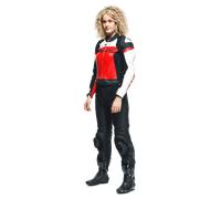 Dainese Mirage Tuta in pelle da moto da donna in due pezzi, nero-bianco-rosso, taglia 48 per donne