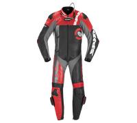 Spidi DP-Progressive Perforated Pro Costume intero in pelle per moto, nero-rosso, taglia 46