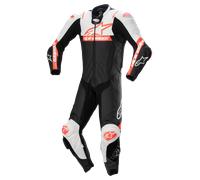 Alpinestars Missile V2 Ward, tuta in pelle 1pz. 50 male Nero/Bianco/Rosso Fluo