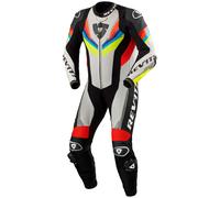 Tuta in pelle da moto Revit Quantum 3 grigio chiaro-giallo fluo 56