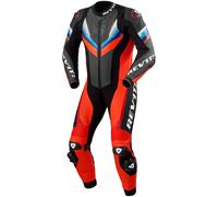 Tuta in pelle da moto Revit Quantum 3 rosso fluo-nero 46