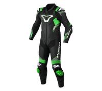 Macna Armadyl Tuta in pelle da moto monopezzo traforata, nero-bianco-verde, taglia 48 per maschi