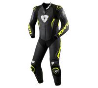 Revit Argon 3 Tuta in pelle da motociclista One Piece perforata, nero/giallo neon, Taglia 50