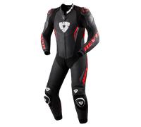 Revit Argon 3 Tuta in pelle da motociclista One Piece perforata, nero/rosso neon, Taglia 52