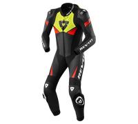 Revit Argon 2, tuta in pelle 1pz. traforata 54 male Nero/Giallo Fluo/Rosso Fluo