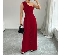 Tuta intera da donna rossa senza maniche con stampa floreale, casual per uso quotidiano L,M,S,XLColore unicoTessuto intrecciato
