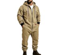 Tuta intera da uomo a maniche lunghe con cappuccio e zip intera | Tessuto misto resistente | Design con cappuccio con cerniera a tutta lunghezza | Molteplici tasche multiuso con coulisse