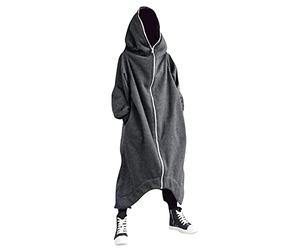 Tuta intera da uomo, alla moda, alla moda, All In One, pigiama, per carnevale, Halloween, giacche lunghe, in pile, giacca a vento oversize con cappuccio, Grigio, M