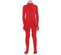 Tuta intera da uomo e donna, open face, Halloween, costume da seconda pelle, unisex, per adulti, body stretto, elasticizzato, per cosplay, Halloween, body invisibile, A1 rosso., L