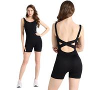Tuta Intera Donna Corta V Back Jumpsuit Senza Manica One Piece Senza Schiena Elastica Aderente Playsuit Push Up Sportiva Romper per Workout Fitness Yoga,Allenamento di jogging A,XL (Waist: 72 cm)