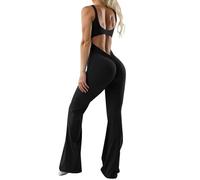 Tuta Intera Donna Elegante Modellante lunghe Jumpsuits Aderente Elasticizzati a Maniche Senza Tutina Sexy Contenitiva Senza Cuciture Bodysuit Sportiva Scoperta Schiena Estiva Fitness Yoga Monopezzi