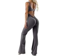 Tuta Intera Donna Elegante Modellante lunghe Jumpsuits Aderente Elasticizzati a Maniche Senza Tutina Sexy Contenitiva Senza Cuciture Bodysuit Sportiva Scoperta Schiena Estiva Fitness Yoga Monopezzi