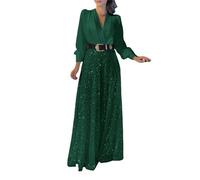 Tuta Intera Donna Elegante Tute Donna Eleganti Con Schiena Scoperta Completo Donna Con Paillettes Curvy Tailleur Brillantini Vita Alta Cocktail Cerimonia Completo Scollo a V Maniche Lunghe Party