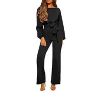 Tuta Intera Donna Elegante Tute Donna Eleganti Da Cerimonia Maniche Lunghe Jumpsuit Donna Curvy Pantaloni Sexy Taglie Forti Completo Donna Overall Playsuit Monopezzi a Gamba Larga Country Concert
