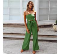 Tuta intera donna jumpsuit fascia verde bohoo pantaloni ampli palazzo 3915