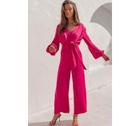 Tuta intera donna jumpsuit rosa elegante pantaloni ampli palazzo 11362