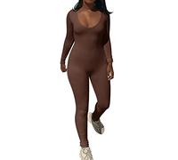 Tuta Intera Donna Sportiva Modellante Tracksuits Aderente Elasticizzati a Maniche Lunghe Tutina Sexy Contenitiva Senza Cuciture Bodysuit Girocollo Elegante Curvy Estiva Fitness Yoga Monopezzi