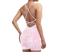 Tuta Intera Donna Sportiva Tight Scrunch Butt Jumpsuit Tuta Senza Slims Maniche Per Senza Schiena Tuta Yoga Con Tuta Intera Elasticizzata One Piece Palestra Bodysuit Jogging K,M (Waist: 60 cm)