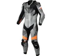 Macna Ignite Tuta in pelle da moto monopezzo traforata, nero-grigio-arancione, taglia 46 per maschi