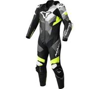 Macna Ignite Tuta in pelle da moto monopezzo traforata, nero-bianco-giallo, taglia 50 per maschi