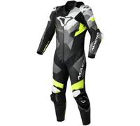 Macna Ignite Tuta in pelle da moto monopezzo traforata, nero-bianco-giallo, taglia 54 per maschi