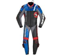 Spidi DP-Progressive Perforated Pro Costume intero in pelle per moto, nero-rosso-blu, taglia 50