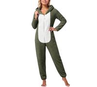 Tuta invernale da donna, tuta intera, pigiama soffice | Tuta grande in pile Teddy con cappuccio e cerniera, soffice per l'inverno