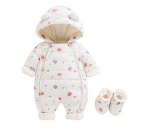 Tuta invernale da neve per neonato Tutine Pagliaccetto in Flanella Playsuit Cappuccio Cappotto Footed Anteriore Inverno Spesso Calda Bambina Ragazzo