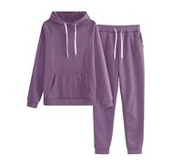 Tuta Invernale Donna Completo Sconto Set Sportivo Calda Morbida Comoda da Ginnastica Felpa con Cappuccio Tinta Unita e Pantaloni per Jogging Yoga Training Fitness S-XXL