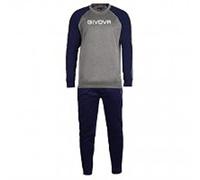 TUTA ITALIA UOMO 102 G/COLLO felpa CON BANDA GRIGIO MELANGE SCURO/BLU Tg. 3XL